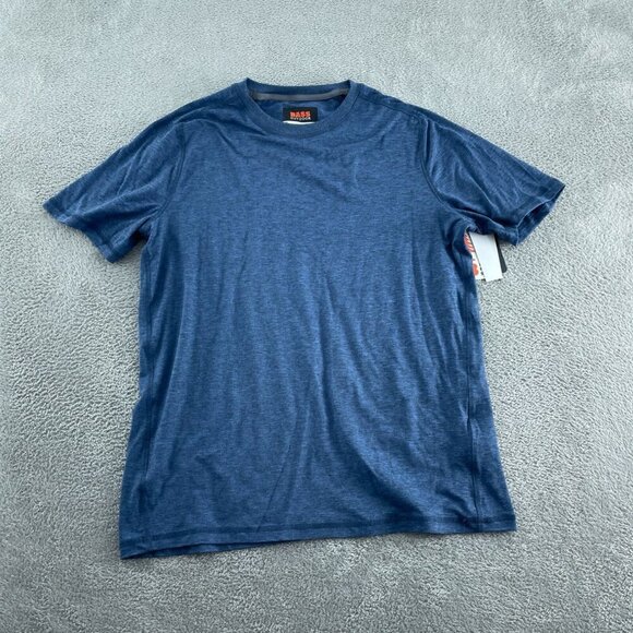 Bass Outdoor Microtech Performance Short Sleeve Tee Blue Mens M NWT 1362 - Picture 1 of 10